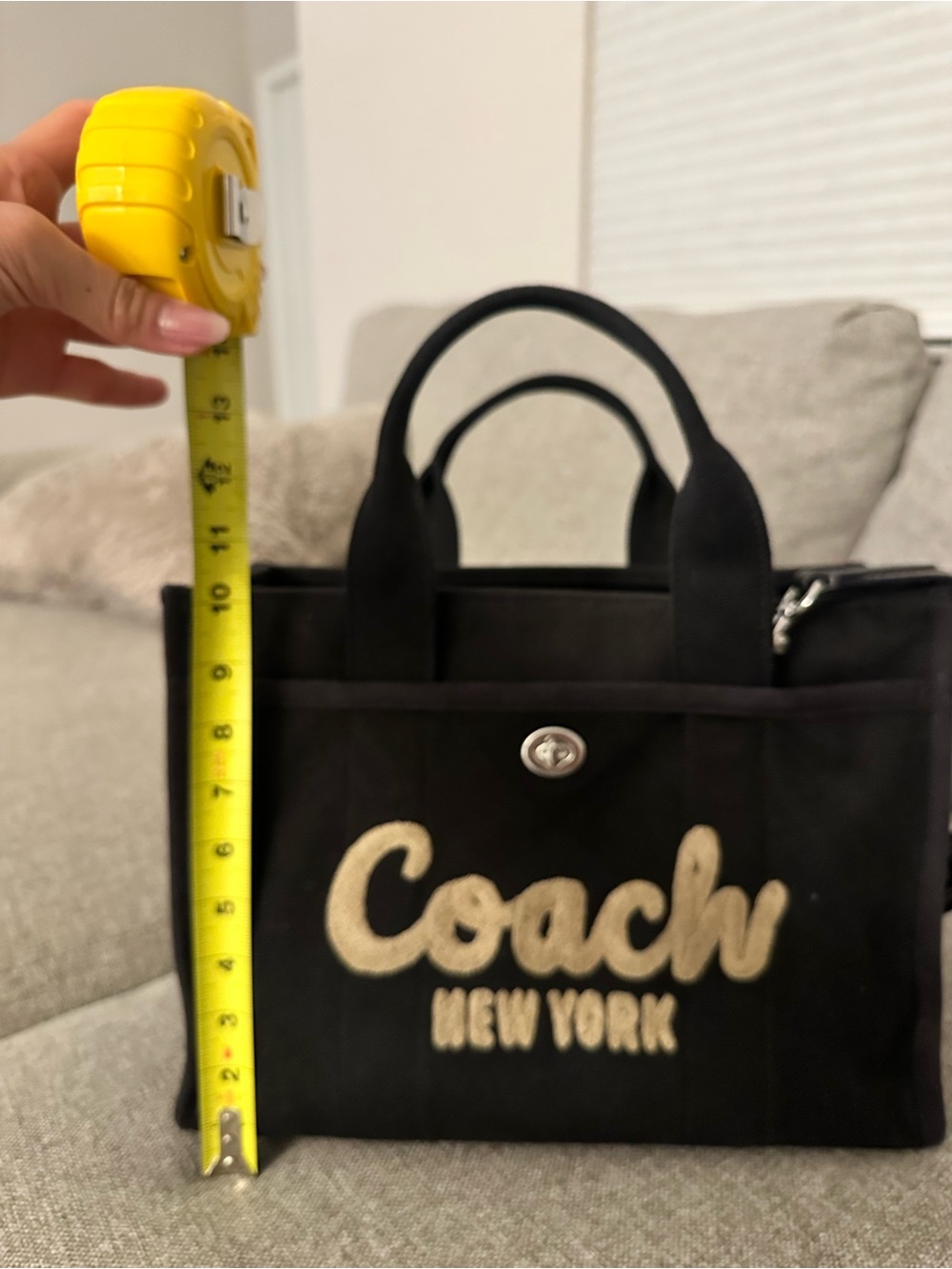 Coach New York Black Canvas Tote with Gold Logo - Picture 5 of 6